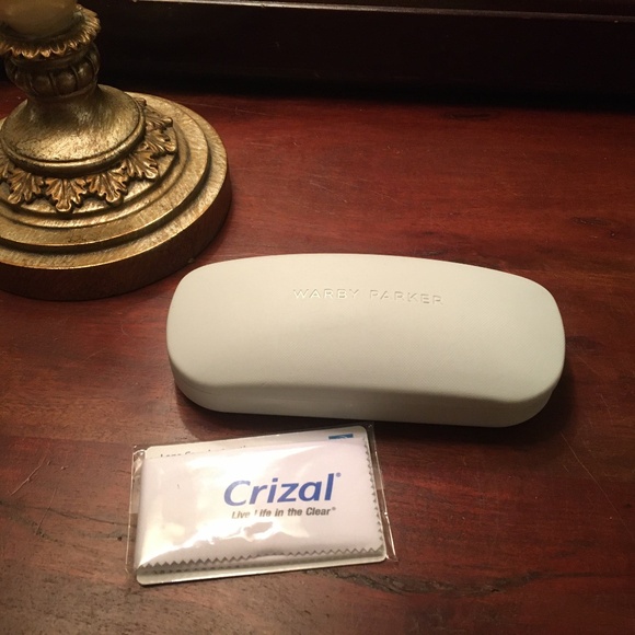 Warby Parker sunglasses case Crizal cleaning cloth bundle